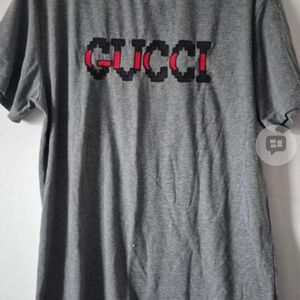 Gucci Charcoal Tee with Red Logo